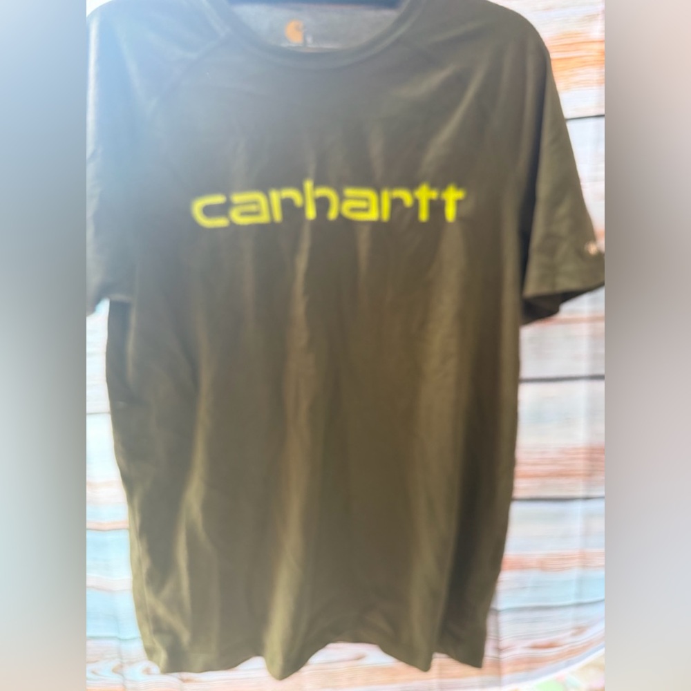 Carhartt Olive Green‎ Relaxed Fit Tee with Yellow Logo